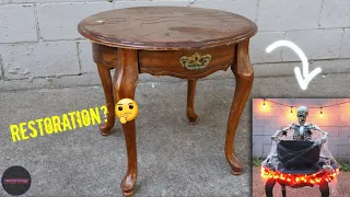 I Turned A JUNK Table Into a Spooky HALLOWEEN Prop | Restoration?