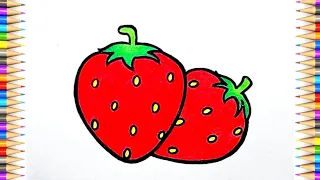 Easy Strawberry Drawing || How to Draw Strawberry Step by Step || Draw Strawberry Fruit..