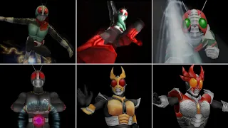 【仮面ライダー正義の系譜】5人の仮面ライダー達の変身シーンと必殺技集【PS2】