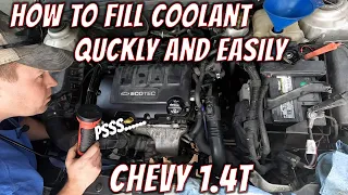 Using Chevy's secret radiator vent to refill coolant quickly and easily in the 1.4T - Cruze, Encore