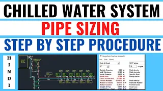 Chilled water pipe designing in Hindi - Design Calculation - Pipe Sizer & AutoCAD