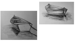 Как нарисовать лодку на воде. Рисунок простым карандашом