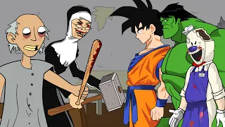 GRANNY THE HORROR GAME ANIMATION COMPILATION #14 : GOKU, HULK, Scary Granny, Rod Vs Evil Nun