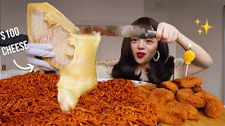 3 PACKS OF SPICY FIRE NOODLES, 7LB FRENCH RACLETTE CHEESE (BIRTHDAY FAIL) 불닭볶음면 4kg 라클렛 치즈 생일 먹방