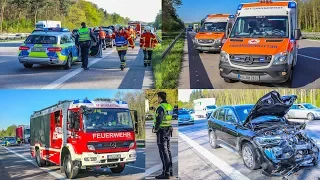 [SCHWERER UNFALL AUF A5: BMW KRACHT IN STAUENDE] POLIZEI FOTOGRAFIERT GAFFER | FEUERWEHR im EINSATZ