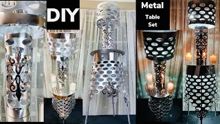 DIY Metal Appearance Glam Mirror Side Table & Lamp Made Using Laundry Baskets || Home Decor DIY 2020
