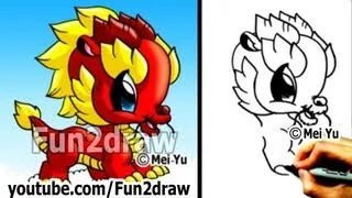 How to Draw a Dragon - Chinese Dragon - Cute Drawings - Fun2draw | Online Cartooning Art Lessons