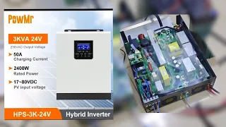 ติดตั้ง Hybrid Inverter 3000watt HPS-3K-24V สำหรับ โซล่าเซลล์