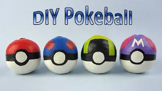 How to make an easy PokeBall | DIY 3D Pokemon Ball craft using Rice & Balloon technique