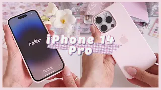 iPhone 14 Pro silver📱 unboxing & first impressions! pink case🌸 camera test, comparison *aesthetic*