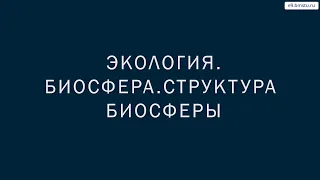 Учебный курс Экология  Лекция 3  Биосфера Структура биосферы