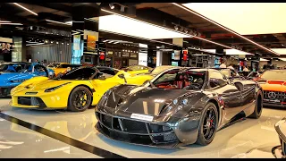 SUPERCAR TRAFFIC at F1RST MOTORS DUBAI LaFerrari, Pagani Huayra, Ferrari SF90,  AMG Black Series