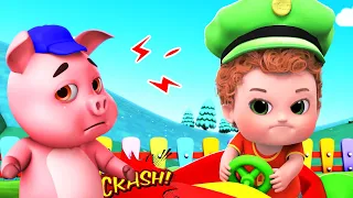 Five Little Piggy On The Railway Track | Piggy Accident | Nursery Rhymes For Kids Baby Songs