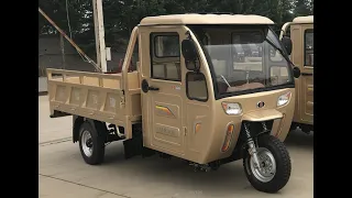 Cabin TRICIMOTO: three wheel motorcycle heavy load 2500kg self dump gasoline tricycle for cargo