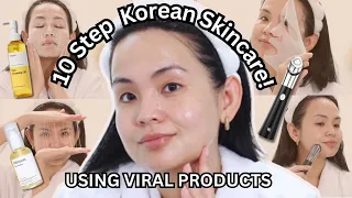 10 Steps Korean Night Skincare Routine - Using VIRAL Korean Skincare Products 2024 !