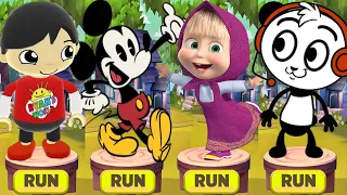 Tag with Ryan vs Princess Masha Run vs Mickey Run Adventure -Kaji Kate  vs Mickey Mouse Run Gameplay