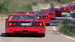 AMAZING 40x Ferrari F40 Gathering in Italy | Ferrari Legacy Tour 2023 | Accelerations, Revs & More!