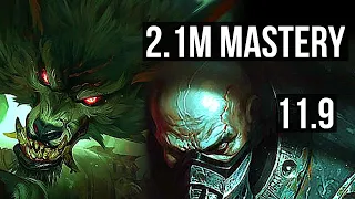 WARWICK vs URGOT (TOP) | 2.1M mastery, 7 solo kills, 1300+ games | BR Grandmaster | v11.9