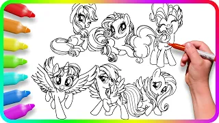 Coloring Pages MY LITTLE PONY. MLP Coloring. Easy Drawing Tutorial Art. How to draw My Little Pony