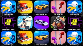 Prison Escape, Harvest.io, Race Master 3D, Run Race 3D, Tomb of the Mask, Sky Roller, Car Master 3D