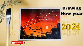 2024 watercolor drawingnew year drawing 2024 mandal art