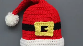 Crochet Santa Hat with Buckle - Style 2