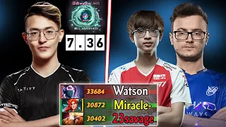 Miracle- FIRST GAME in 7.36 PATCH against RANK1 ,WATSON