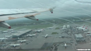 ✈ Rainy departure at London LHR onboard BA A319 "GOLDEN DOVE"  [HD]