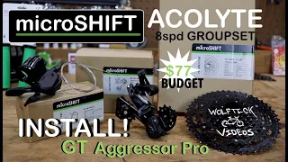 GT Aggressor Pro gets microSHIFT Acolyte 8spd Groupset 12-46t Install + Pedals & Grips