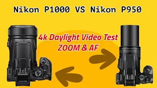 Nikon P1000 VS Nikon P950,4k daylight video test comparison,AF and ZOOM Power