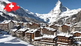 Zermatt  Switzerland - Most Charming Swiss Town  ! Walking Tour In Snow falling