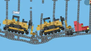 Truck hauling Bulldozers across a weak bridge - Bad Piggies Leading Edge Mod