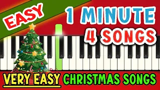 4 Very Easy Christmas Songs - Super Simple - Piano tutorial - Beginner - Slow - Xmas