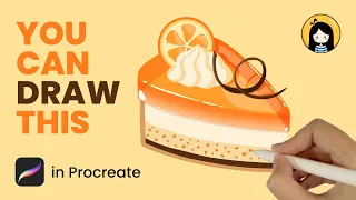 How to Draw A Cute Orange Pudding Cake in Procreate | Easy Tutorial for Beginners