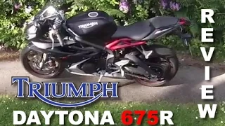 Triumph Daytona 675R  - Full review, fast ride and walkaround.