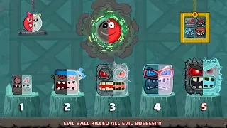 RED BALL 4 - ALL 5 EVIL BOSSES killed Together by "EVIL MIX" TOMATO BALL (New Update)