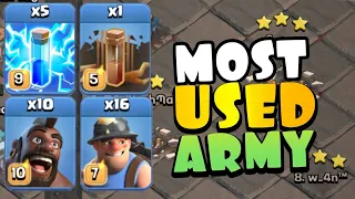 MOST USED ARMY! TH13 ZAP HYBRID (5 Lightning) | Round 1 Clan War Leagues Champion 1 | Clash of Clans