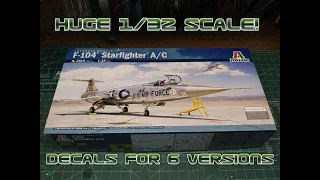 F-104 A/C Starfighter 1/32 Scale Model Kit Review Italeri 2515 New Parts Decals Photoetch Jet