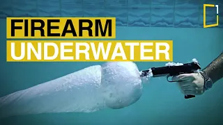 Can a gun fire underwater ? | Physics of firing | Slow motion shoot