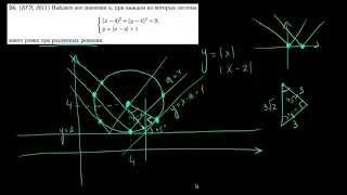 Параметр 24 | mathus.ru | три решения системы | уравнение галочки и уравнение окружности