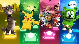 Talking Tom vs Paw Patrol vs Gummy Bear vs Pikachu Tiles Hop EDM Rush!