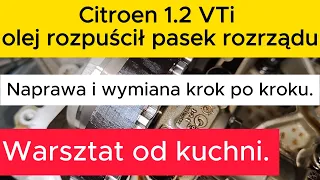 Citroen 1.2 VTi olej rozpuścił pasek rozrządu. Naprawa i wymiana krok po kroku. Warsztat od kuchni.