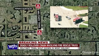 1 person killed in crash involving Palm Beach County Fire Rescue truck in western Delray Beach