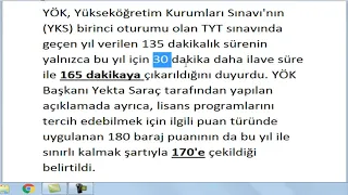 TYT SÜRESİ ARTTI.AYT BARAJI DÜŞTÜ.#YKS