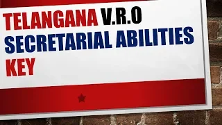 Telangana VRO Exam - Secretarial Abilities Key (Arithmetic,Reasoning and Math)