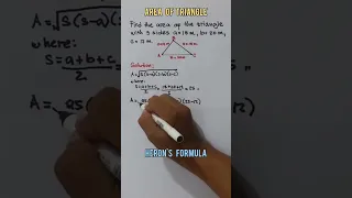 SOLVING AREA OF TRIANGLE USING HERON'S FORMULA #math #mathematics #algebra #civilengineering