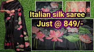 Rs.849/- Italian silk saree with beautiful lotus design. whatsapp 9043596103