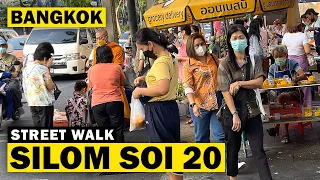 Silom Soi 20 Market - Morning Street Walk in Bangkok [ 4K ] Street Life in Bangkok