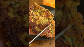 Crispy zucchini pancakes #zucchini #zucchinipancakes #zucchinipuffer #shorts #cooking #recipe