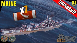 SUPERSHIP Maine 7 Kills & 217k Damage | World of Warships Gameplay